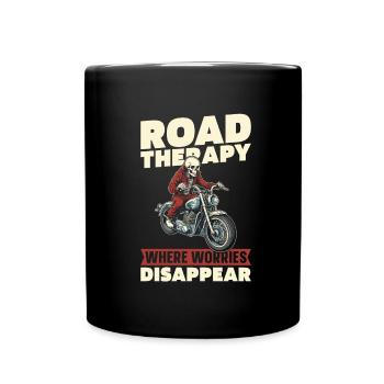 Motorrad Biker Motorbike Motorcycle Therapy - Tasse einfarbig - Schwarz - Vorne