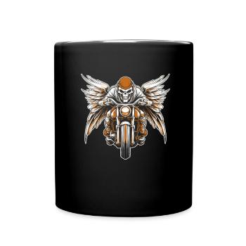 Motorcycle Biker Motorbike Wing Skull Motorcycle - Full Colour Mug - black - Front