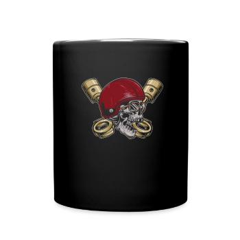 Motorrad Biker Motorbike Skull Motorcycle - Tasse einfarbig - Schwarz - Vorne