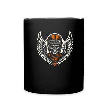 Motorrad Biker Motorbike Skull Motorcycle - Tasse einfarbig - Schwarz - Vorne