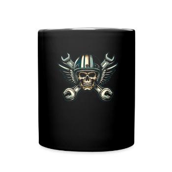 Motorrad Biker Motorbike Skull Motorcycle - Tasse einfarbig - Schwarz - Vorne