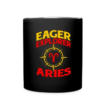 Widder Abenteuer - Tasse einfarbig - Schwarz - Vorne