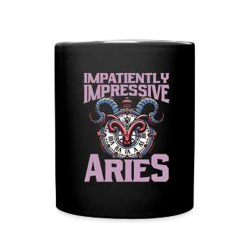 Aries Funny Time Clock - Full Colour Mug - black - Front