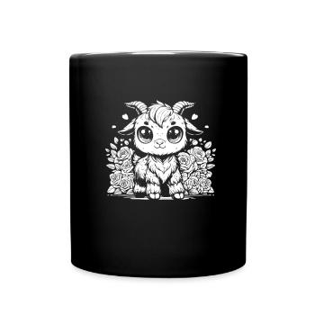 Widder Blumen - Tasse einfarbig - Schwarz - Vorne