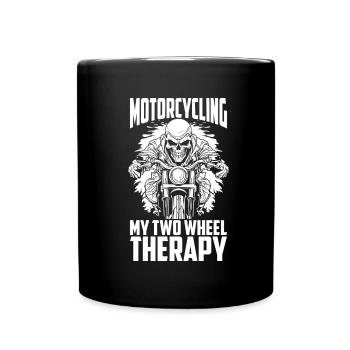 Motorrad Biker Motorbike Motorcycle Therapy - Tasse einfarbig - Schwarz - Vorne