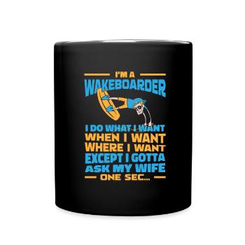Wakeboard Wakeboarder - Tasse einfarbig - Schwarz - Vorne