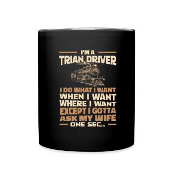Lokführer Zugführer - Tasse einfarbig - Schwarz - Vorne