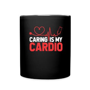 Krankenschwester Cardio Herz - Tasse einfarbig - Schwarz - Vorne