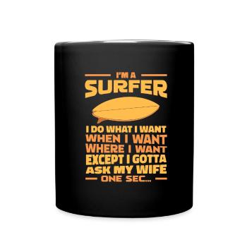 Surfer Surfen - Tasse einfarbig - Schwarz - Vorne