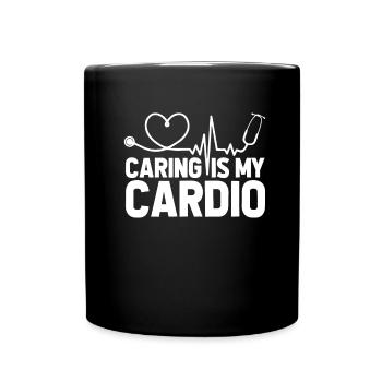 Krankenschwester Cardio Herz - Tasse einfarbig - Schwarz - Vorne