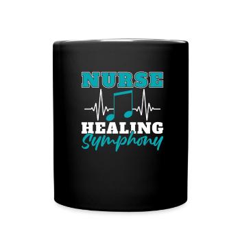Krankenschwester Musik EKG - Tasse einfarbig - Schwarz - Vorne