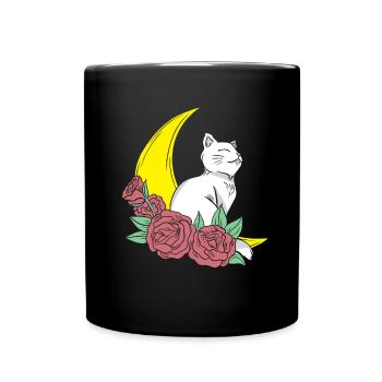 Mond Cottagecore Katze Moon Cat - Mug uni - noir - Devant