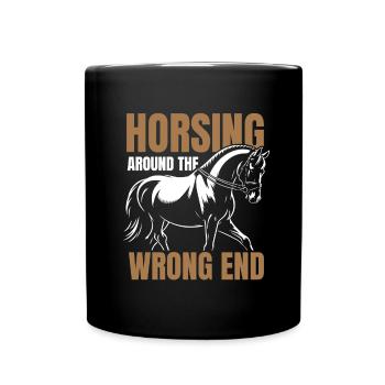 Pferd Reitsport - Tasse einfarbig - Schwarz - Vorne
