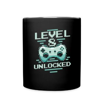 Gamer Gaming Level 8 Unlocked - Full Colour Mug - black - Front