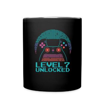 Gamer Gaming Level 7 Unlocked - Tasse einfarbig - Schwarz - Vorne