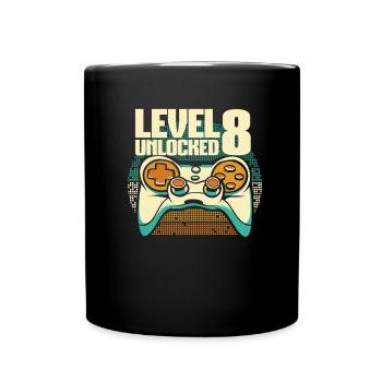 Gamer Gaming Level 8 Unlocked - Full Colour Mug - black - Front