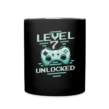 Gamer Gaming Level 7 Unlocked - Tasse einfarbig - Schwarz - Vorne