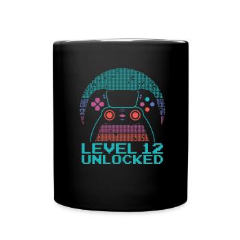 Gamer Gaming Level 12 Unlocked - Full Colour Mug - black - Front