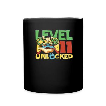 Gamer Gaming Level 11 Unlocked - Full Colour Mug - black - Front