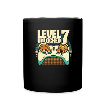 Gamer Gaming Level 7 Unlocked - Full Colour Mug - black - Front