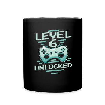 Gamer Gaming Level 6 Unlocked - Full Colour Mug - black - Front