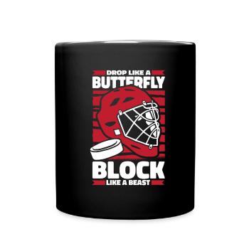 Eishockey Torwart - Tasse einfarbig - Schwarz - Vorne