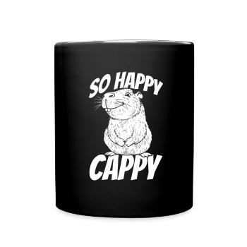 Capybara Wasserschwein - Tasse einfarbig - Schwarz - Vorne