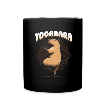 Capybara Wasserschwein Yoga - Tasse einfarbig - Schwarz - Vorne