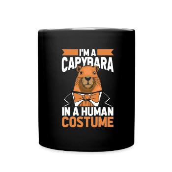 Capybara Wasserschwein Kostüm - Tasse einfarbig - Schwarz - Vorne