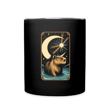 Capybara Wasserschwein Mond - Tasse einfarbig - Schwarz - Vorne