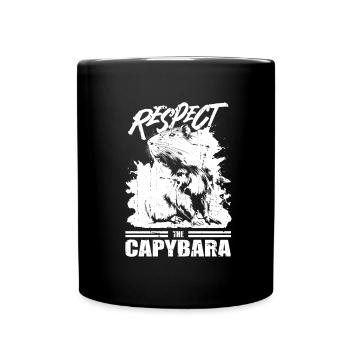 Capybara Wasserschwein - Tasse einfarbig - Schwarz - Vorne