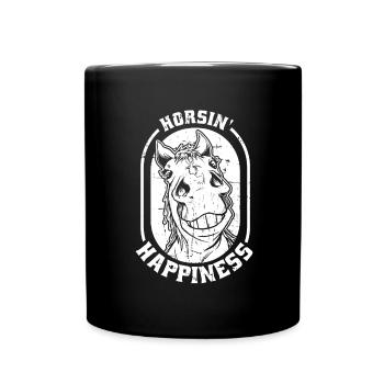Pferd Reitsport - Tasse einfarbig - Schwarz - Vorne