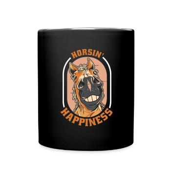 Pferd Reitsport - Tasse einfarbig - Schwarz - Vorne