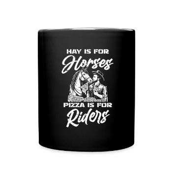 Pferd Reitsport Pizza - Tasse einfarbig - Schwarz - Vorne