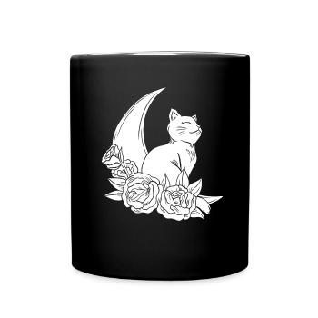 Mond Cottagecore Katze Moon Cat - Mug uni - noir - Devant
