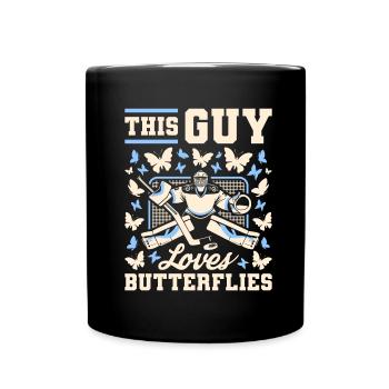 Gardien de but de hockey sur glace Gardien de but papillon - Mug uni - noir - Devant