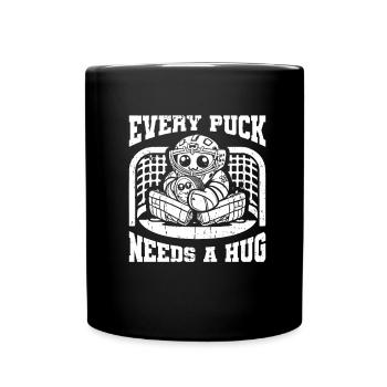 Eishockey Torwart Torwart Puck - Tasse einfarbig - Schwarz - Vorne