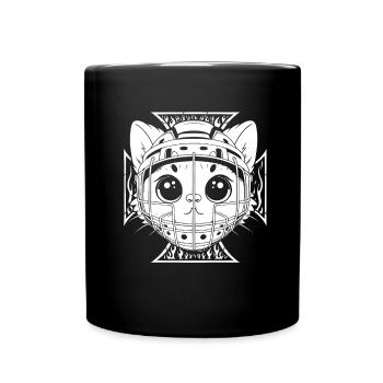 Ice Hockey Goalkeeper Cats Hockey Mask - Full Colour Mug - black - Front