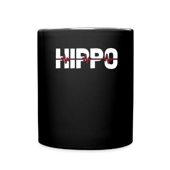 Hippopotamus Hippopotamus Ekg Heartbeat - Full Colour Mug - black - Front
