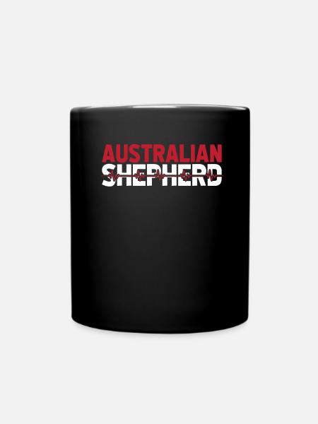 Australian Shepherd Ekg Heartbeat - Tasse einfarbig - Schwarz