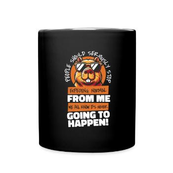 Capybara Wasserschwein - Tasse einfarbig - Schwarz - Vorne