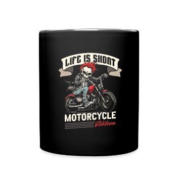 Motorrad Biker Motorbike - Tasse einfarbig - Schwarz - Vorne