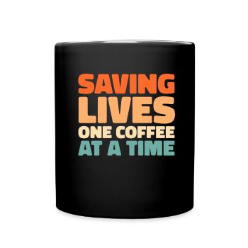 Krankenschwester Kaffee - Tasse einfarbig - Schwarz - Vorne