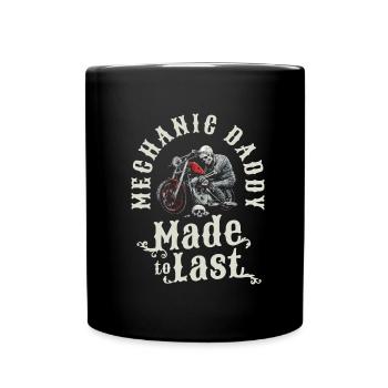 Mécanicien moto squelette fête des pères papa - Mug uni - noir - Devant