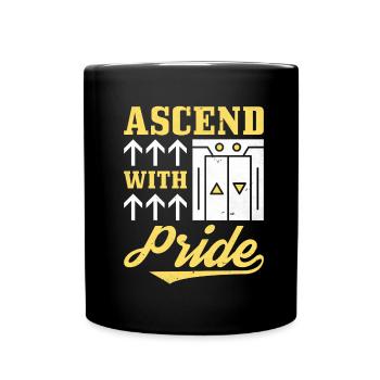 Fahrstuhl Aufzug - Tasse einfarbig - Schwarz - Vorne