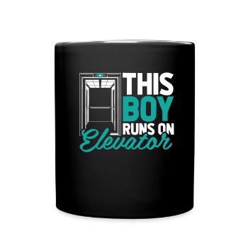 Fahrstuhl Aufzug - Tasse einfarbig - Schwarz - Vorne