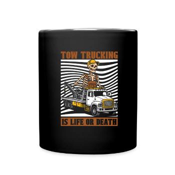 Abschleppdienst Abschlepper Skelett - Tasse einfarbig - Schwarz - Vorne