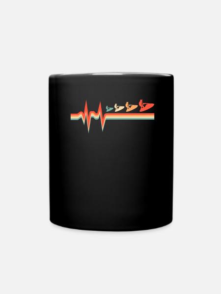Jet Ski ECG Battement de cœur - Mug uni - noir