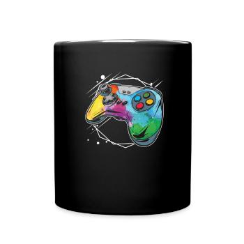 Gamer Gaming Aquarell Gaming Controller - Tasse einfarbig - Schwarz - Vorne