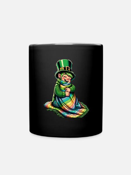 Gemütlicher Leprechaun (Irischer Kobold) - Tasse einfarbig - Schwarz